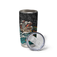 Personalized Japanese Koi Fish Ramen Tumbler Cup Tiki Surfing Wagara Hibiscus Pattern