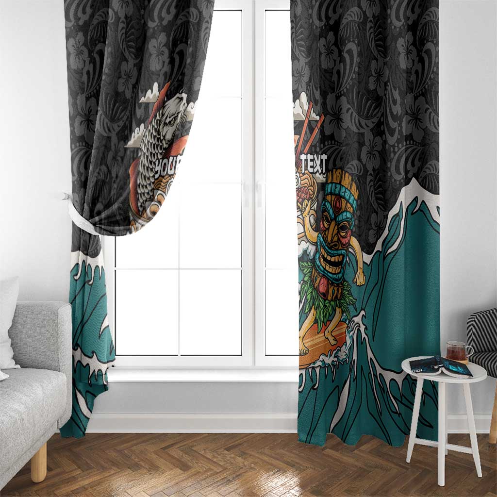 Personalized Japanese Koi Fish Ramen Window Curtain Tiki Surfing Wagara Hibiscus Pattern LT9 - Polynesian Pride