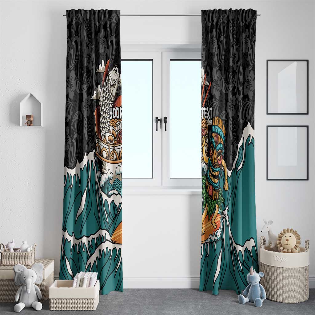 Personalized Japanese Koi Fish Ramen Window Curtain Tiki Surfing Wagara Hibiscus Pattern LT9 - Polynesian Pride