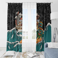 Personalized Japanese Koi Fish Ramen Window Curtain Tiki Surfing Wagara Hibiscus Pattern LT9 - Polynesian Pride