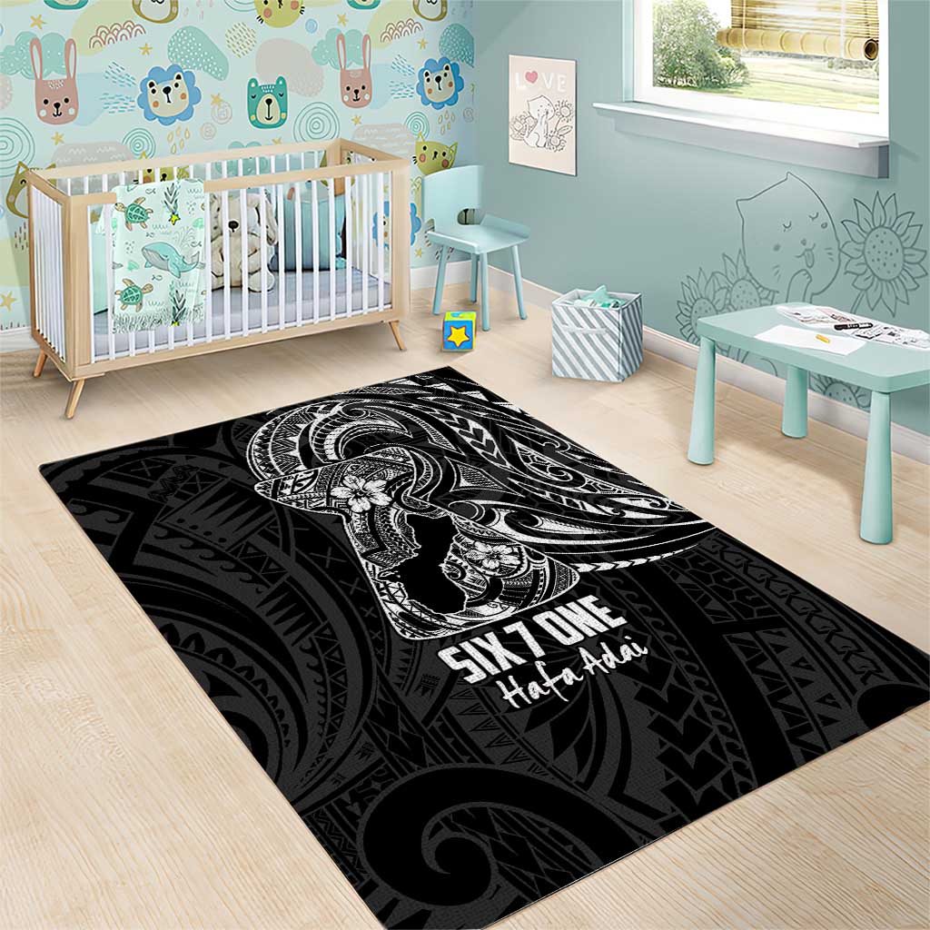 Black Guam Latte Stone Tribal Tattoo Area Rug Hafa Adai Six 7 One