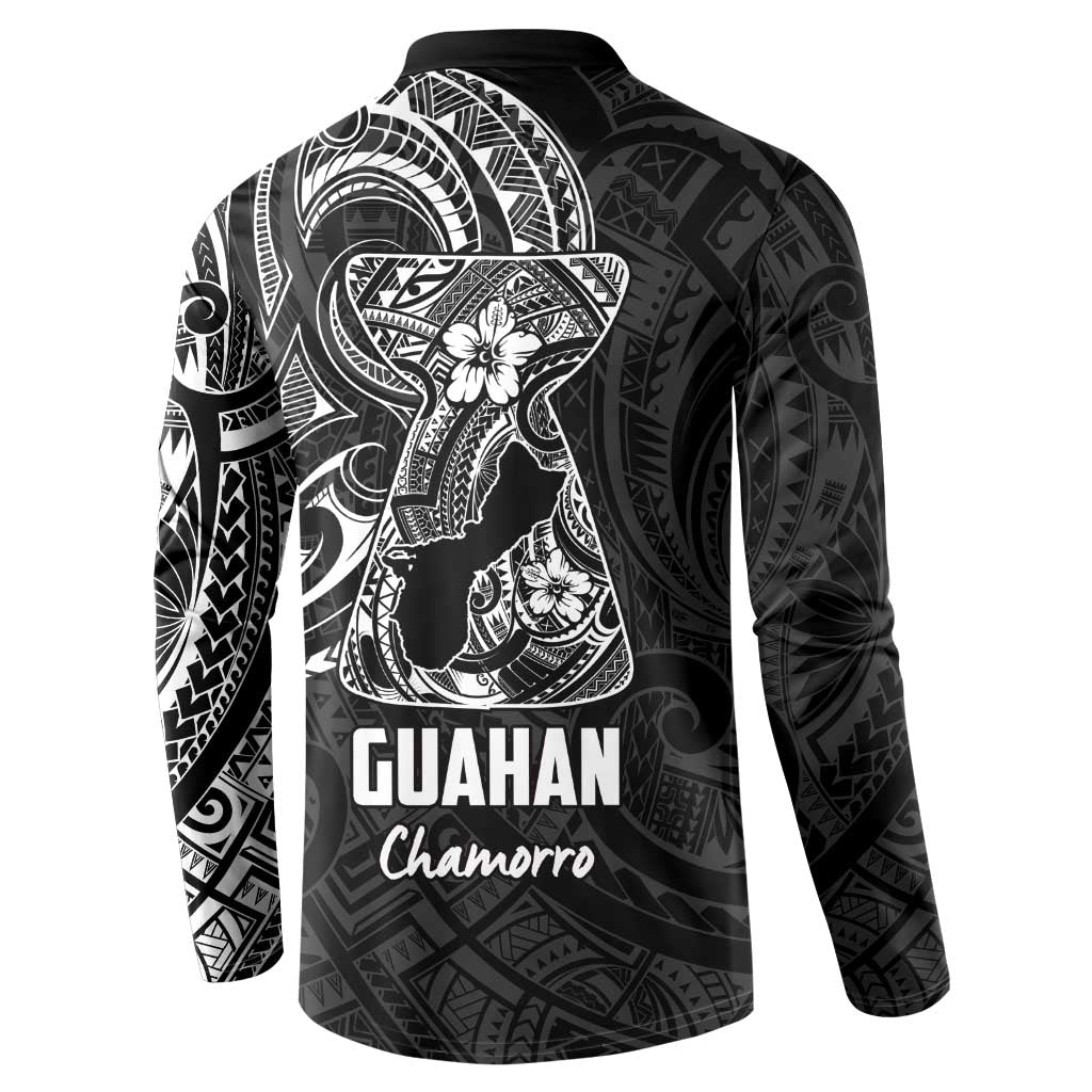 Black Guam Latte Stone Tribal Tattoo Button Sweatshirt Hafa Adai Six 7 One