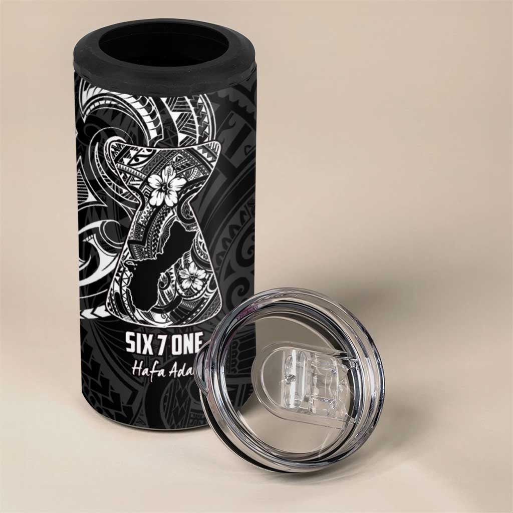 Black Guam Latte Stone Tribal Tattoo 4 in 1 Can Cooler Tumbler Hafa Adai Six 7 One
