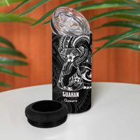 Black Guam Latte Stone Tribal Tattoo 4 in 1 Can Cooler Tumbler Hafa Adai Six 7 One