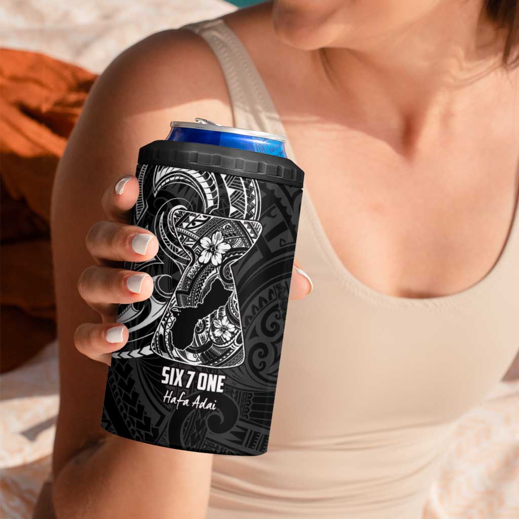 Black Guam Latte Stone Tribal Tattoo 4 in 1 Can Cooler Tumbler Hafa Adai Six 7 One