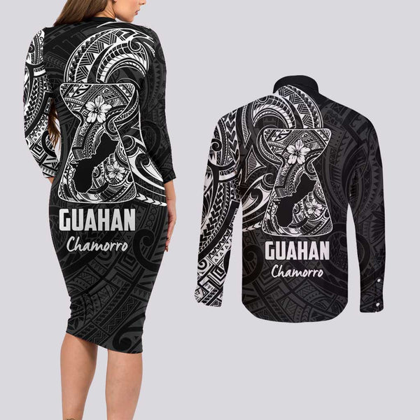 Polynesian Long Sleeve Button Shirt Tribal Tattoo Black Screen Color LT9