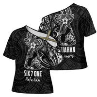Black Guam Latte Stone Tribal Tattoo Cross Shoulder Shirt Hafa Adai Six 7 One - Polynesian Pride