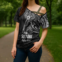 Black Guam Latte Stone Tribal Tattoo Cross Shoulder Shirt Hafa Adai Six 7 One - Polynesian Pride