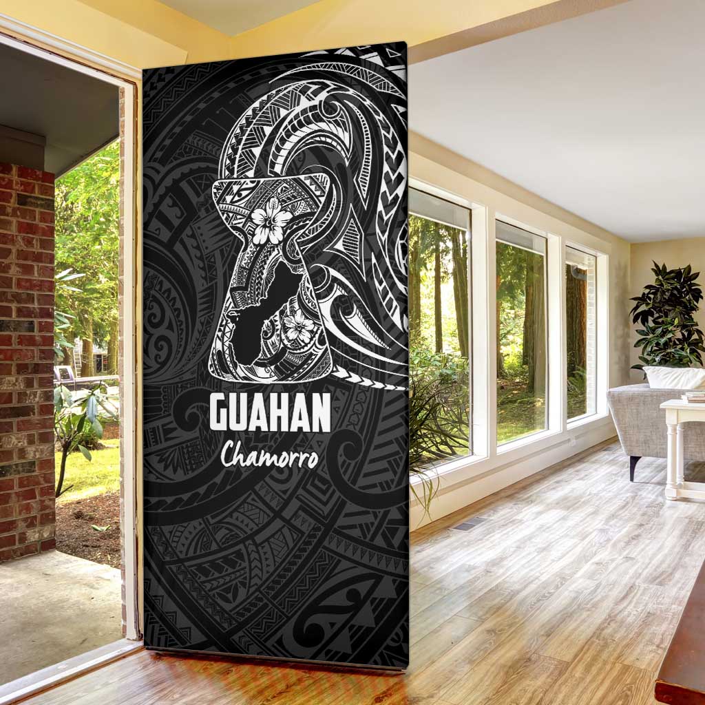 Black Guam Latte Stone Tribal Tattoo Door Cover Hafa Adai Six 7 One - Polynesian Pride