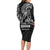 Black Guam Latte Stone Tribal Tattoo Family Matching Long Sleeve Bodycon Dress and Hawaiian Shirt Hafa Adai Six 7 One