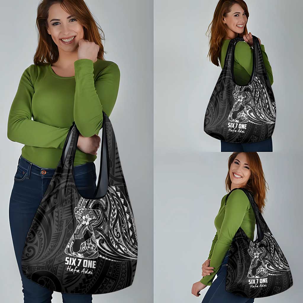 Black Guam Latte Stone Tribal Tattoo Grocery Bag Hafa Adai Six 7 One