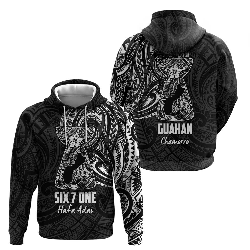 Black Guam Latte Stone Tribal Tattoo Hoodie Hafa Adai Six 7 One