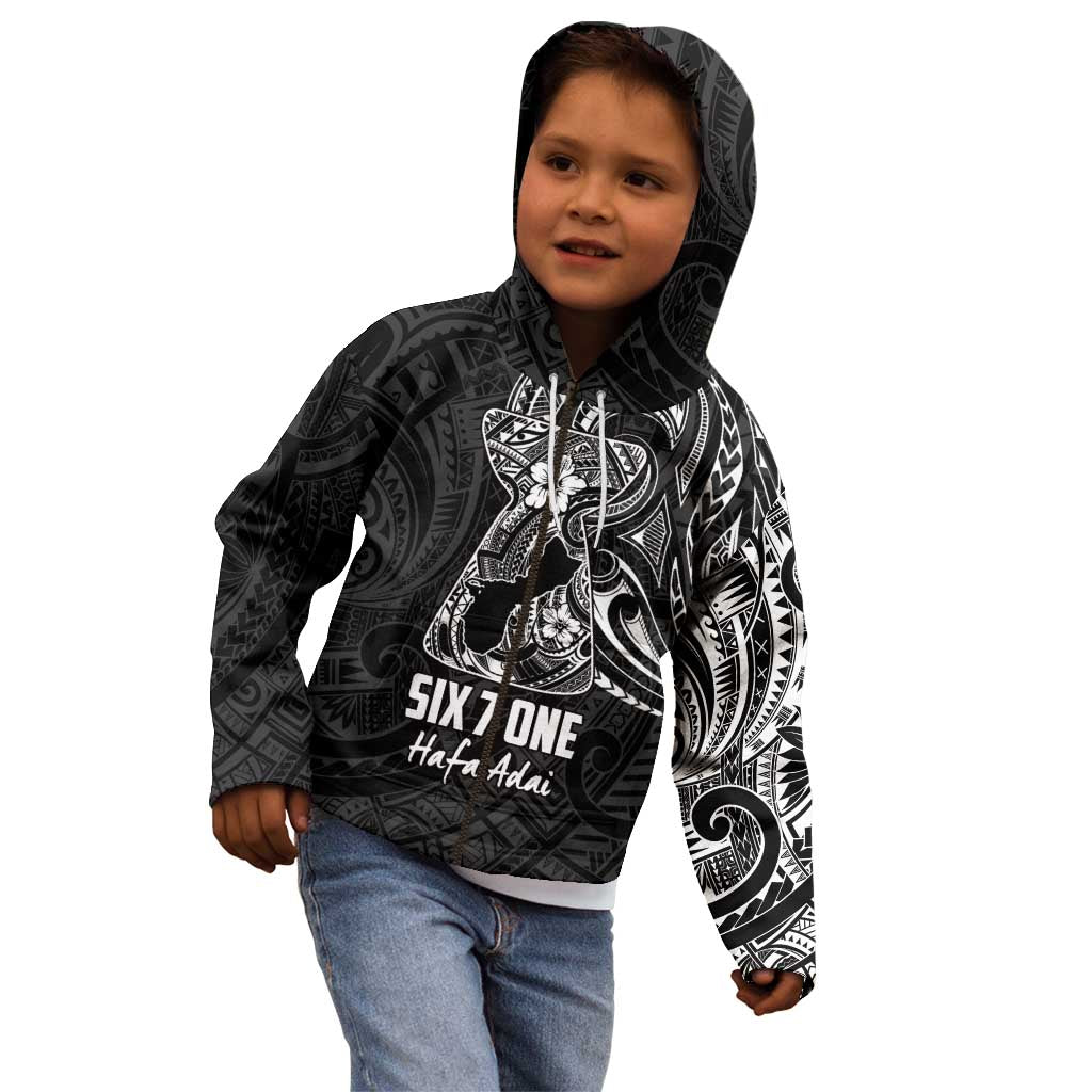 Black Guam Latte Stone Tribal Tattoo Kid Hoodie Hafa Adai Six 7 One