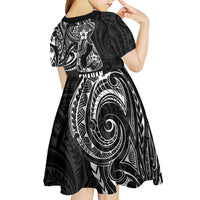Black Guam Latte Stone Tribal Tattoo Kid Short Sleeve Dress Hafa Adai Six 7 One