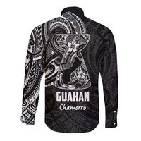 Black Guam Latte Stone Tribal Tattoo Long Sleeve Button Shirt Hafa Adai Six 7 One