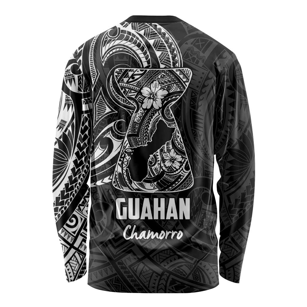 Black Guam Latte Stone Tribal Tattoo Long Sleeve Shirt Hafa Adai Six 7 One