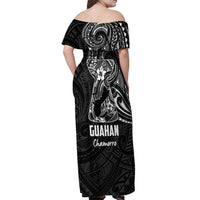 Black Guam Latte Stone Tribal Tattoo Off Shoulder Maxi Dress Hafa Adai Six 7 One