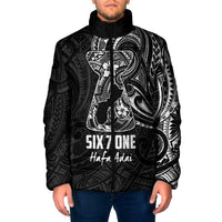 Black Guam Latte Stone Tribal Tattoo Padded Jacket Hafa Adai Six 7 One - Polynesian Pride