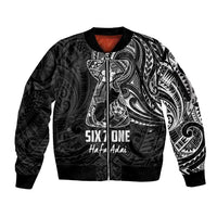 Black Guam Latte Stone Tribal Tattoo Sleeve Zip Bomber Jacket Hafa Adai Six 7 One LT9 Unisex Black - Polynesian Pride