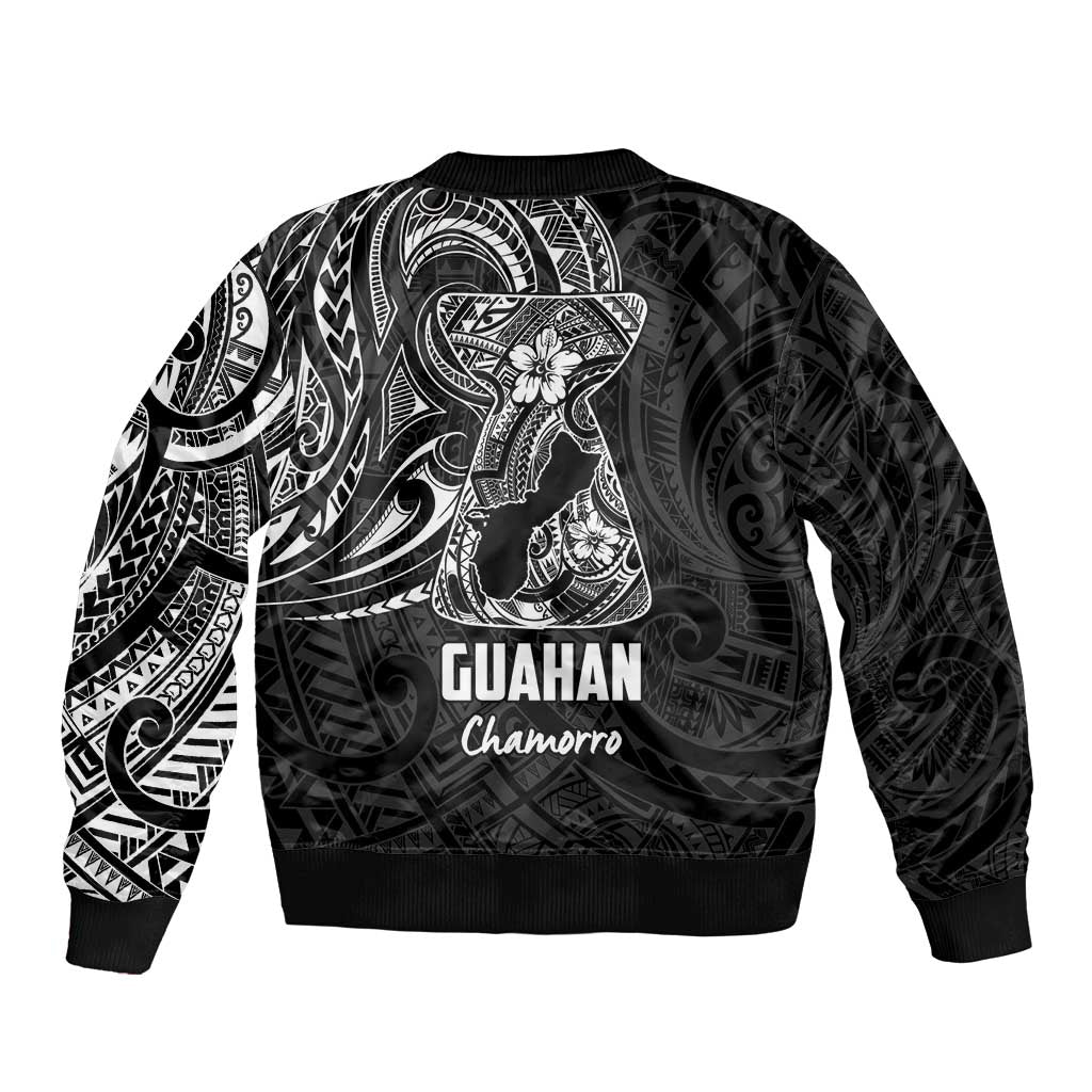 Black Guam Latte Stone Tribal Tattoo Sleeve Zip Bomber Jacket Hafa Adai Six 7 One LT9 - Polynesian Pride