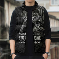 Black Guam Latte Stone Tribal Tattoo Sleeveless Puffer Jacket Hafa Adai Six 7 One - Polynesian Pride