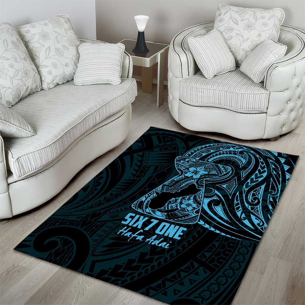 Blue Guam Latte Stone Tribal Tattoo Area Rug Hafa Adai Six 7 One