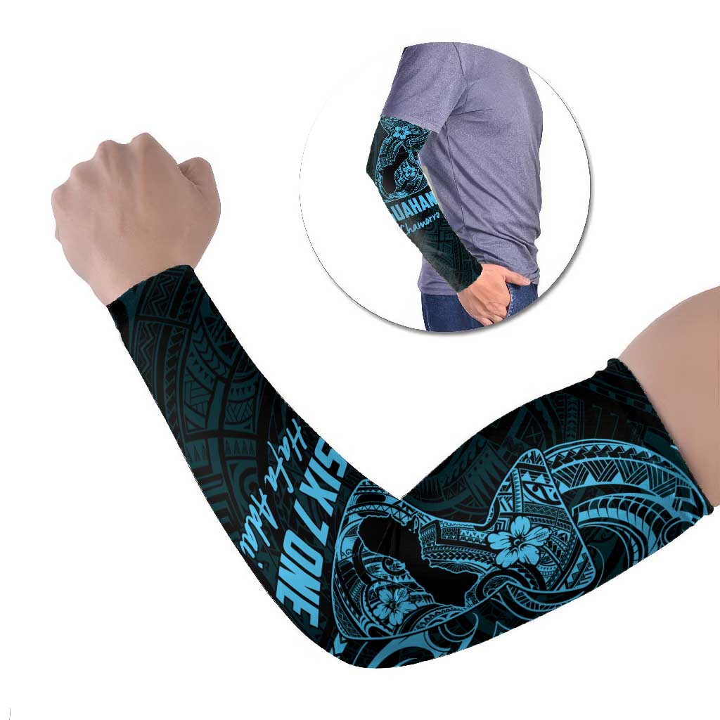 Blue Guam Latte Stone Tribal Tattoo Arm Sleeves Hafa Adai Six 7 One - Polynesian Pride