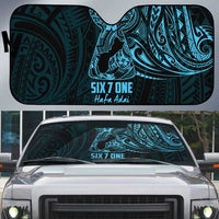 Blue Guam Latte Stone Tribal Tattoo Auto Sun Shade Hafa Adai Six 7 One - Polynesian Pride