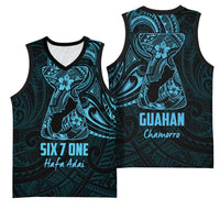 Blue Guam Latte Stone Tribal Tattoo Basketball Jersey Hafa Adai Six 7 One - Polynesian Pride