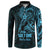 Blue Guam Latte Stone Tribal Tattoo Button Sweatshirt Hafa Adai Six 7 One