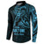 Blue Guam Latte Stone Tribal Tattoo Button Sweatshirt Hafa Adai Six 7 One