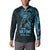 Blue Guam Latte Stone Tribal Tattoo Button Sweatshirt Hafa Adai Six 7 One