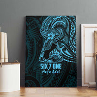Blue Guam Latte Stone Tribal Tattoo Canvas Wall Art Hafa Adai Six 7 One