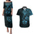 Blue Guam Latte Stone Tribal Tattoo Couples Matching Puletasi and Hawaiian Shirt Hafa Adai Six 7 One