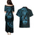 Blue Guam Latte Stone Tribal Tattoo Couples Matching Puletasi and Hawaiian Shirt Hafa Adai Six 7 One