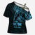 Blue Guam Latte Stone Tribal Tattoo Cross Shoulder Shirt Hafa Adai Six 7 One - Polynesian Pride