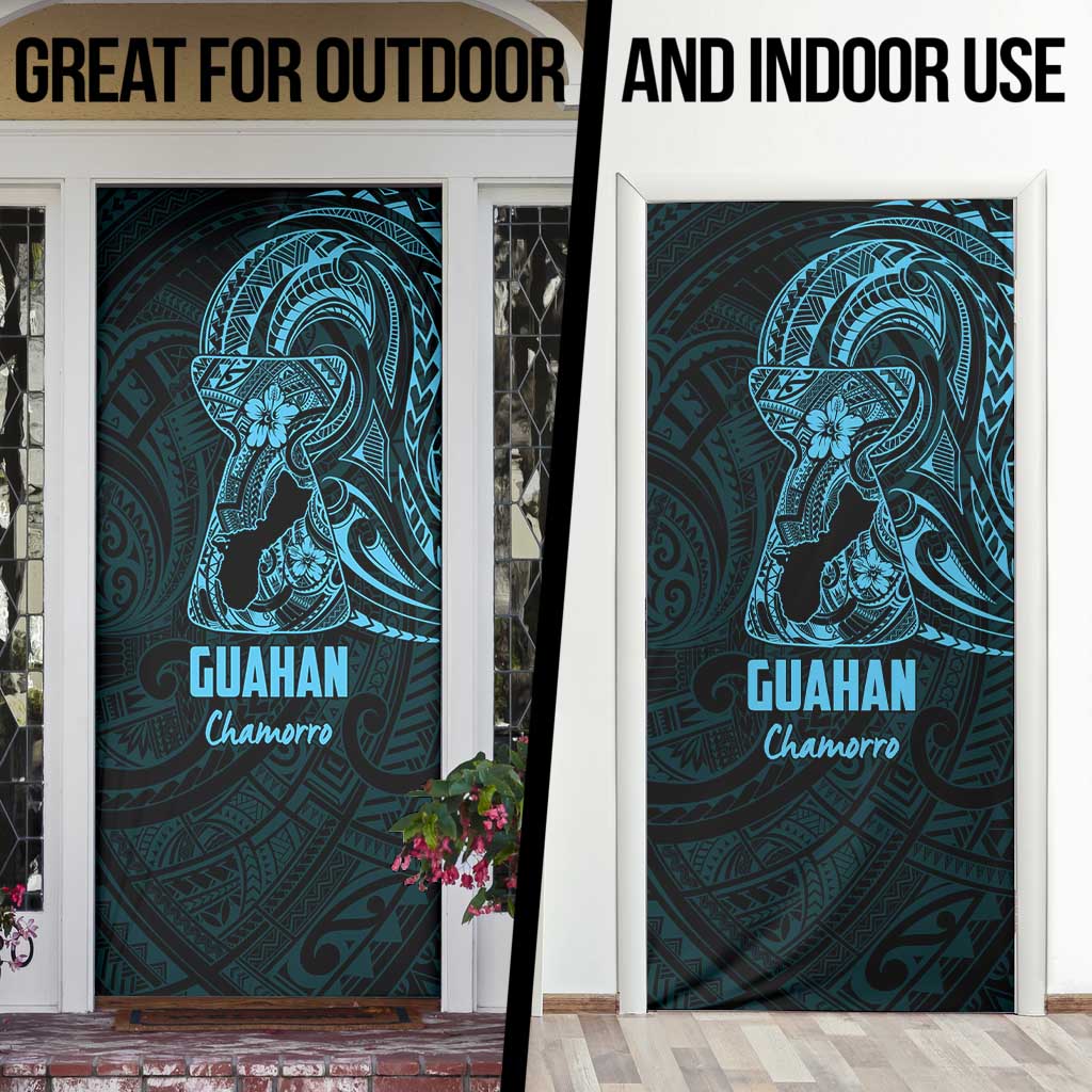Blue Guam Latte Stone Tribal Tattoo Door Cover Hafa Adai Six 7 One - Polynesian Pride