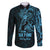 Blue Guam Latte Stone Tribal Tattoo Family Matching Long Sleeve Bodycon Dress and Hawaiian Shirt Hafa Adai Six 7 One