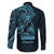 Blue Guam Latte Stone Tribal Tattoo Family Matching Long Sleeve Bodycon Dress and Hawaiian Shirt Hafa Adai Six 7 One