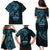 Blue Guam Latte Stone Tribal Tattoo Family Matching Puletasi and Hawaiian Shirt Hafa Adai Six 7 One
