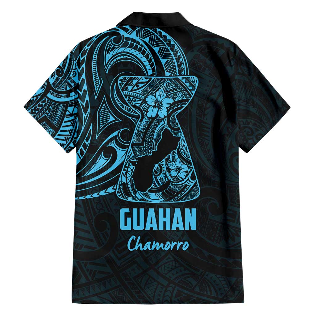 Blue Guam Latte Stone Tribal Tattoo Family Matching Short Sleeve Bodycon Dress and Hawaiian Shirt Hafa Adai Six 7 One