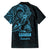 Blue Guam Latte Stone Tribal Tattoo Family Matching Short Sleeve Bodycon Dress and Hawaiian Shirt Hafa Adai Six 7 One