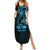 Blue Guam Latte Stone Tribal Tattoo Family Matching Summer Maxi Dress and Hawaiian Shirt Hafa Adai Six 7 One
