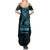 Blue Guam Latte Stone Tribal Tattoo Family Matching Summer Maxi Dress and Hawaiian Shirt Hafa Adai Six 7 One