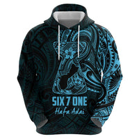 Blue Guam Latte Stone Tribal Tattoo Hoodie Hafa Adai Six 7 One