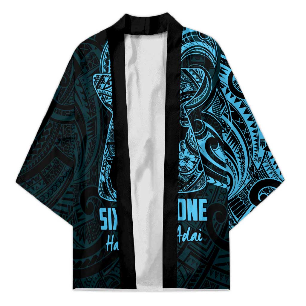 Blue Guam Latte Stone Tribal Tattoo Kimono Hafa Adai Six 7 One - Polynesian Pride
