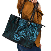 Blue Guam Latte Stone Tribal Tattoo Leather Tote Bag Hafa Adai Six 7 One