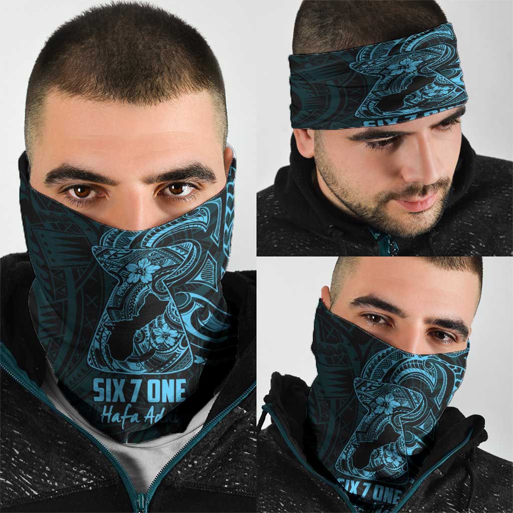 Blue Guam Latte Stone Tribal Tattoo Neck Gaiter Hafa Adai Six 7 One - Polynesian Pride