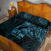 Blue Guam Latte Stone Tribal Tattoo Quilt Bed Set Hafa Adai Six 7 One
