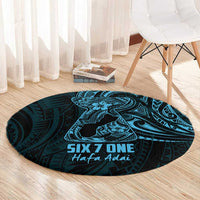 Blue Guam Latte Stone Tribal Tattoo Round Carpet Hafa Adai Six 7 One